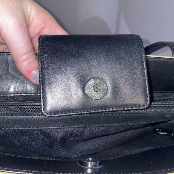 COACH Khaki Twill Canvas Leather Handle Shoulder Bag Purse 7402 Tan Black - Picture 10 of 16